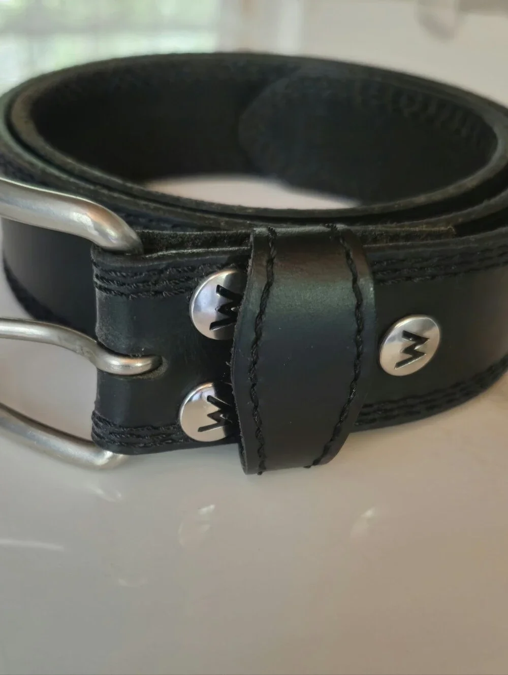 Mens Black Full Grain Leather Belt Size 36 USA Buckle Western Work Casual
